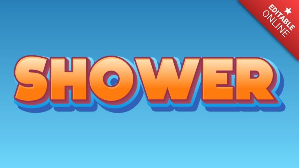 Shower Orange Blue Video Game 3D Text Effect Generator