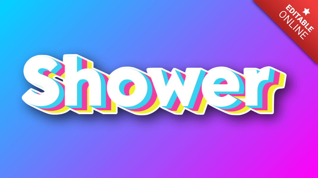 Shower 3D Blue Yellow Pink Text Effect Generator