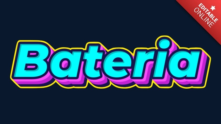 Bateria Blue Pink Vintage Retro 3D Text Effect Generator