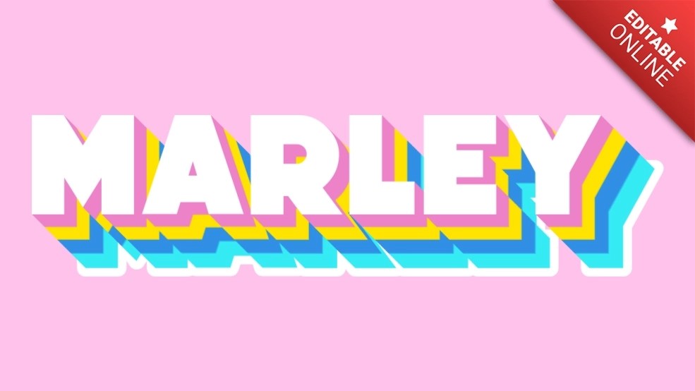 Marley Pink Yellow Green Vintage 3D Text Effect Generator