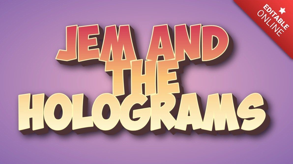 Jem and The Holograms Red, Yellow Brown 3D Text Effect Generator