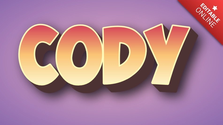 Cody Red, Yellow And Brown 3D Text Effect Generator