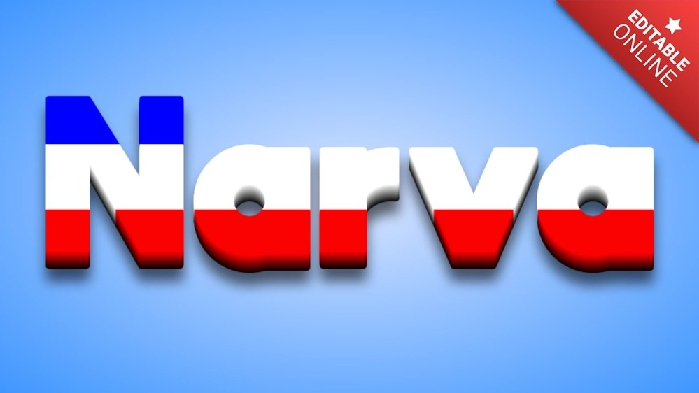 Narva French Flag 3D Text Effect Generator