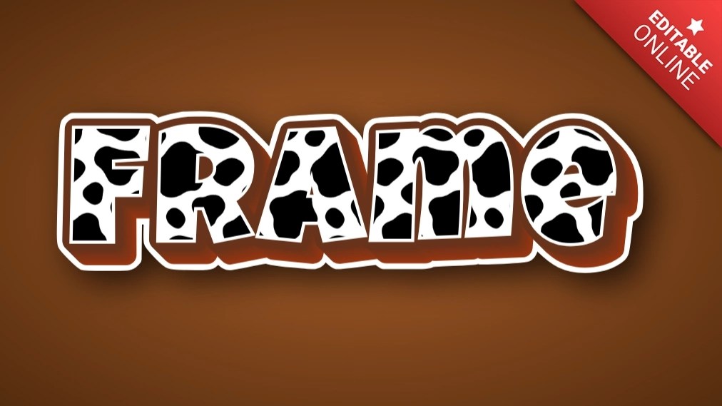 Frame 3D Style Editable Farm Agriculture Cow Text Effect Generator