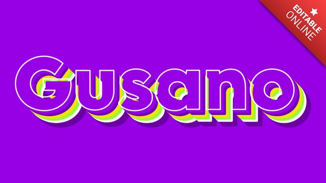 Gusano Efecto 3D Morado Colores En Capas. Generador de Efectos de Texto