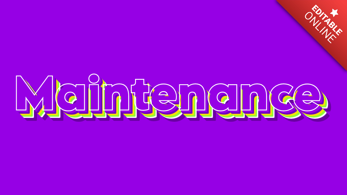 Maintenance Purple 3D Layered Colors Text Effect Generator