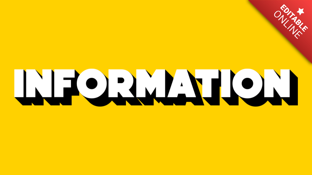 Information White 3D Yellow Background Text Effect Generator