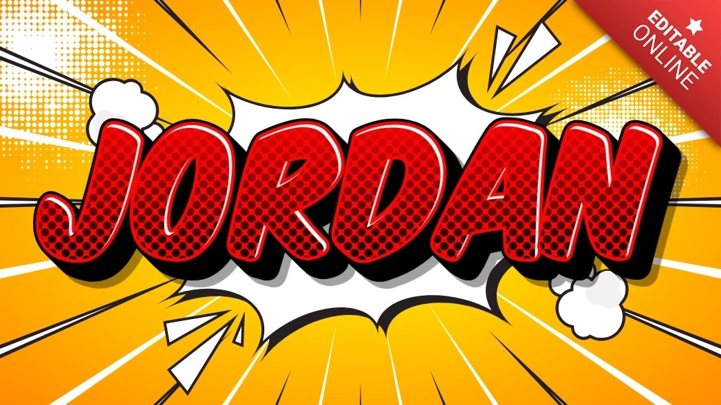 Jordan 3D Comic BOOM With Red And Black Style Text Effect Generator