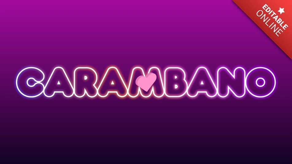 Carámbano Multi Color Neon With Heart In The Center Text Effect