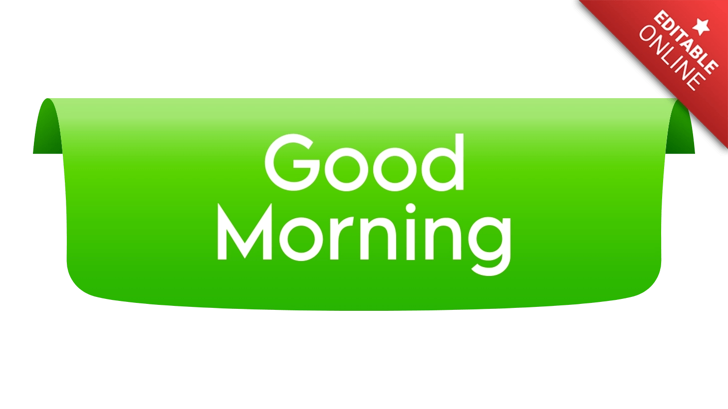 Good Morning Green Ribbon Badge Label Text Effect Generator