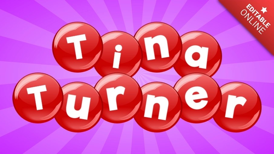 Tina Turner Style On Red Balls Editable Online Text Effect Generator