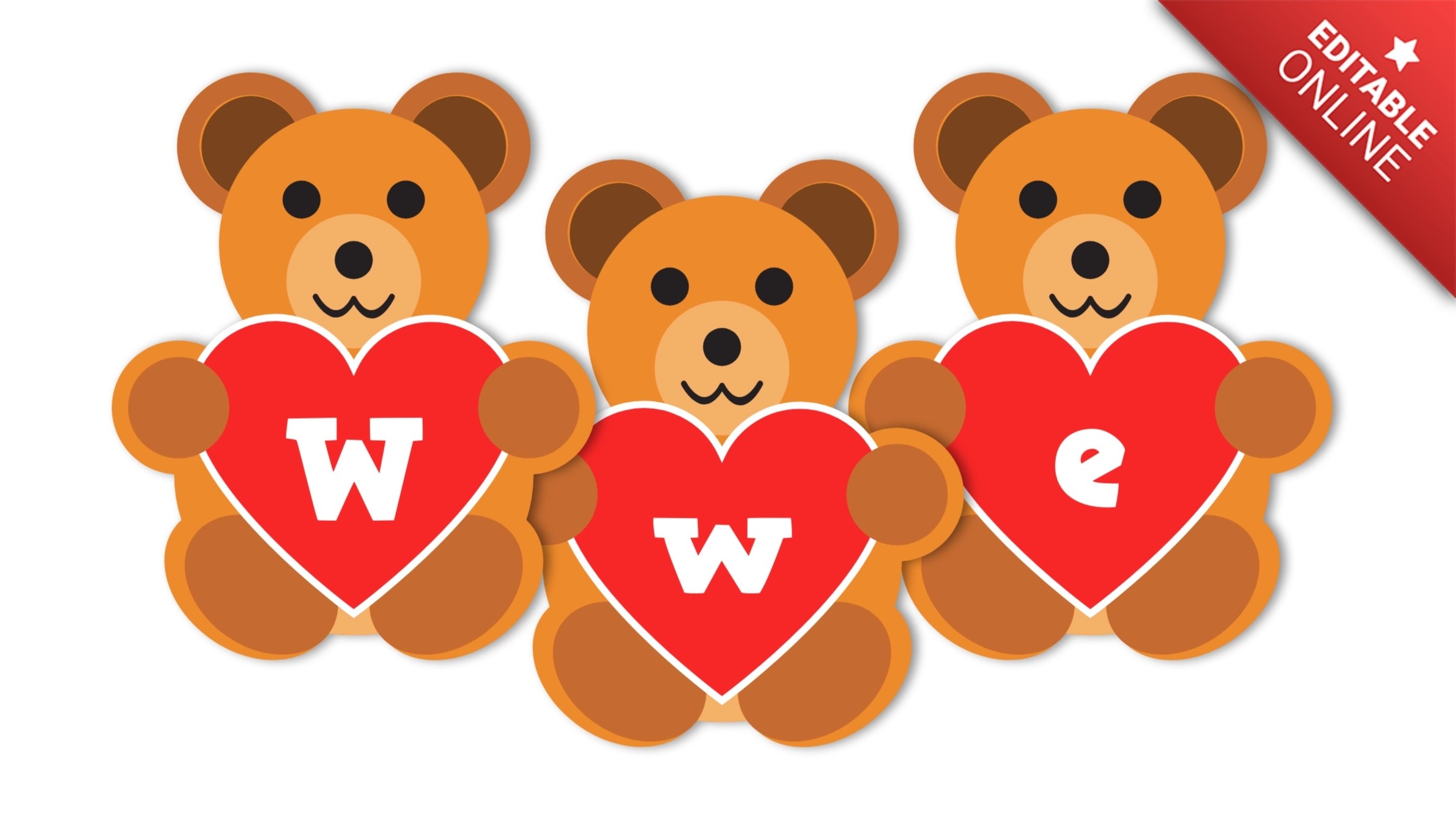 Wwe On Editable Heart Teddy Bear Text Effect Generator