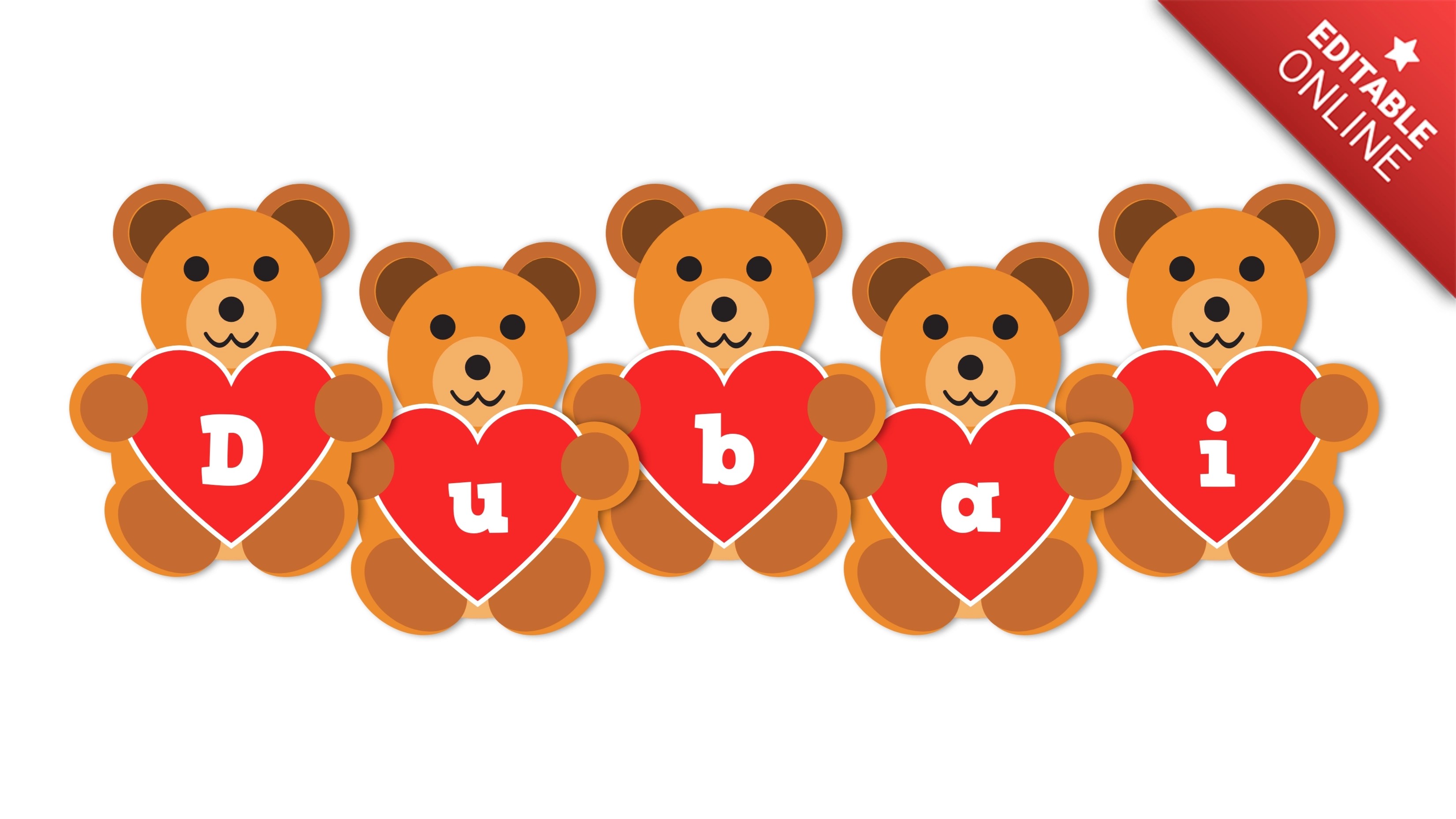 Dubai On Editable Heart Teddy Bear Text Effect Generator
