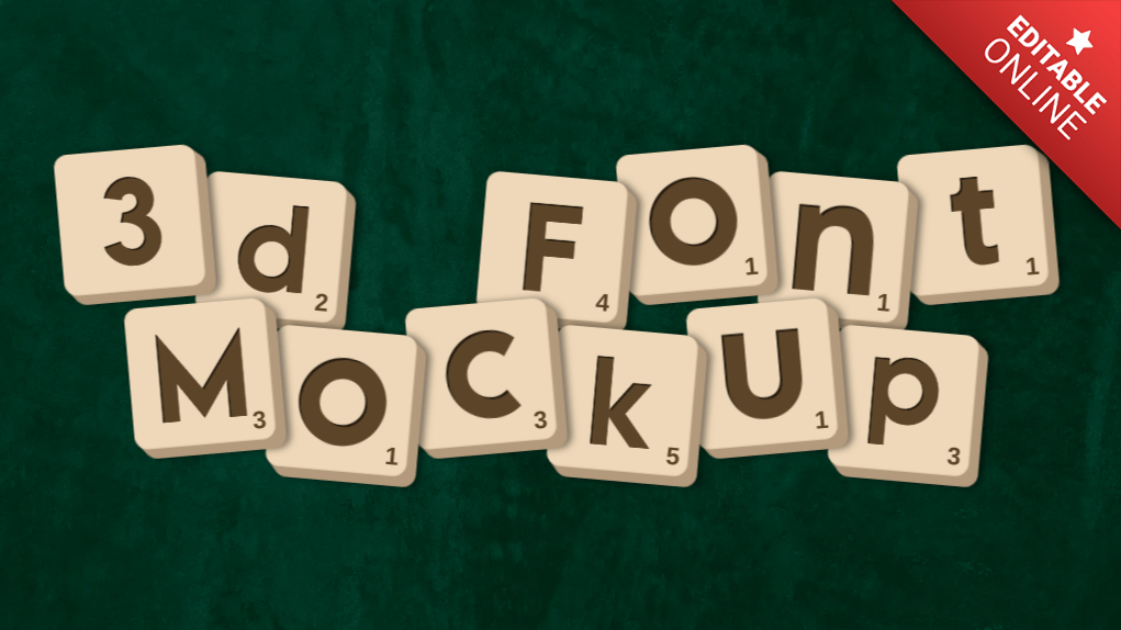 3D Font Mockup Editable Scrabble Letter Style Text Effect Generator