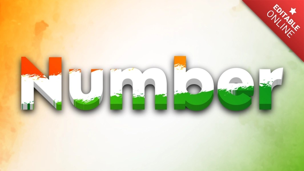 Number India 3D With Painted Indian Flag Text Effect Generator