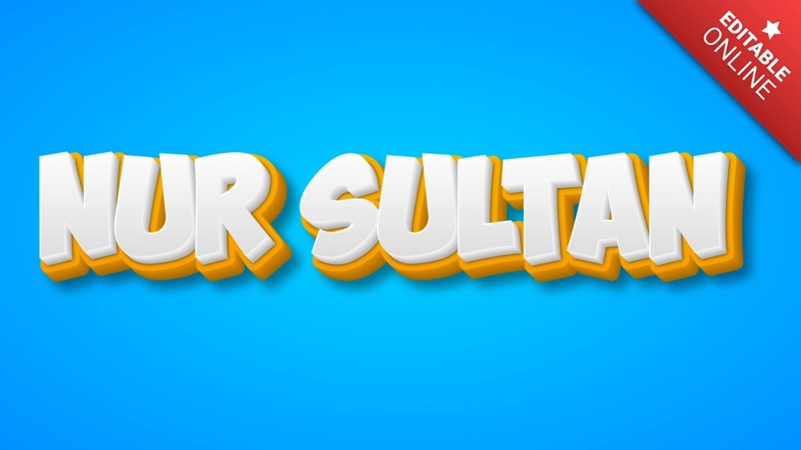 NurSultan Yellow White 3D Text Effect Generator