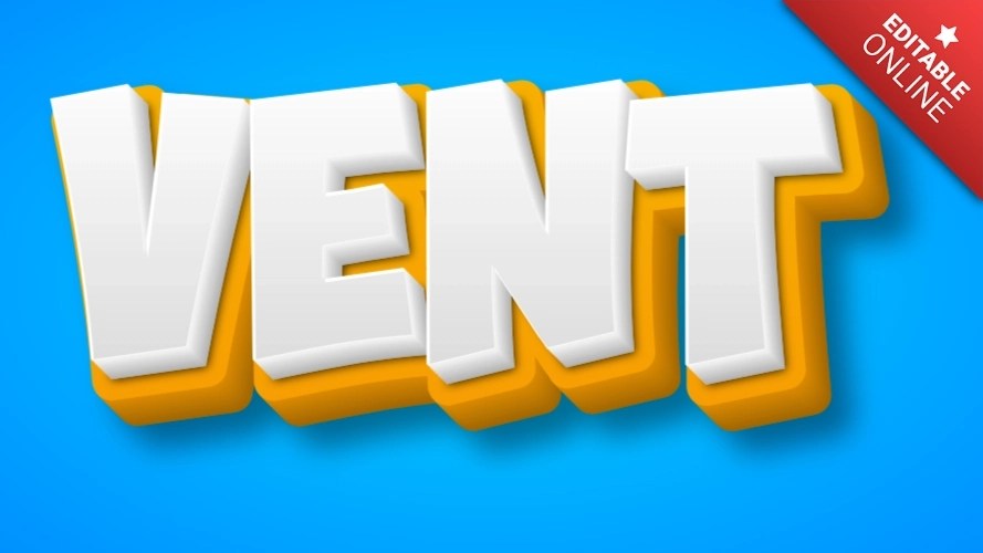 Vent Yellow White 3D Text Effect Generator