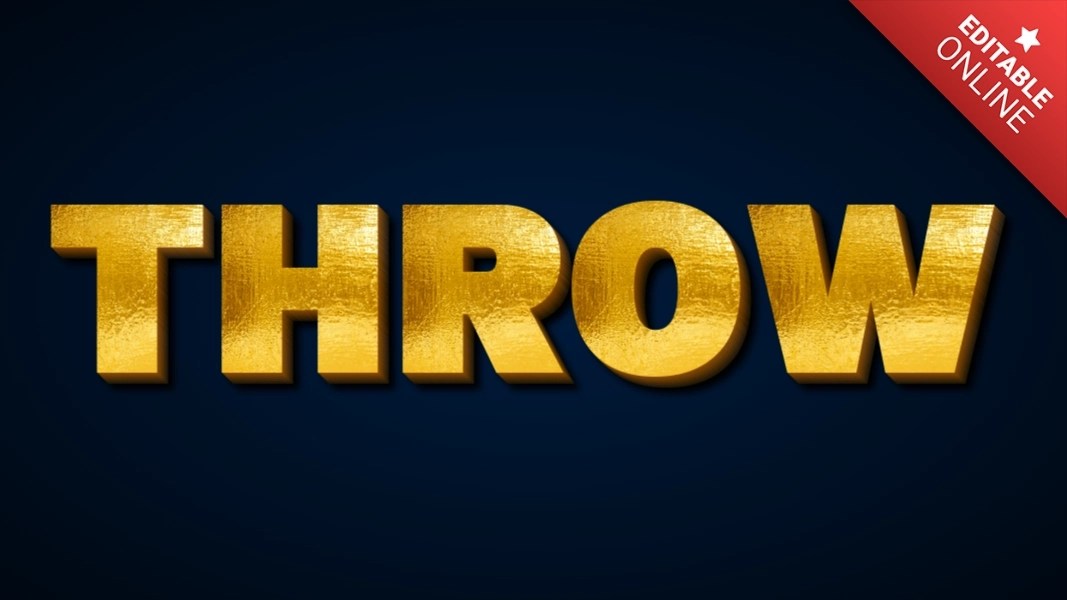 Throw Shiny Gold 3D Text Effect Generator