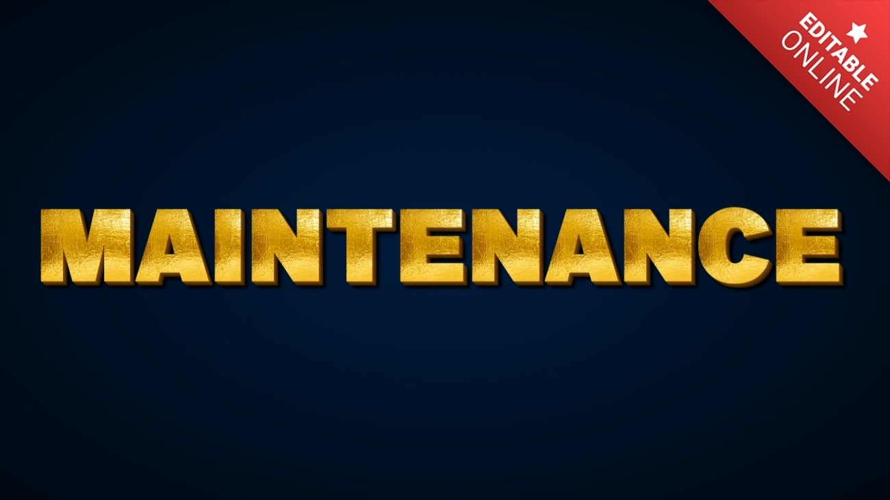 Maintenance Shiny Gold 3D Text Effect Generator