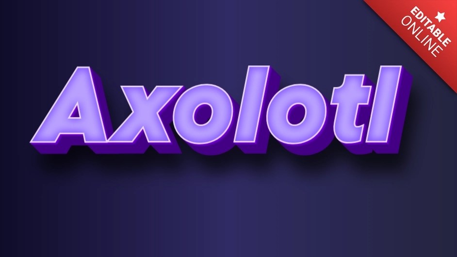 Axolotl Purple Neon 3D Text Effect Generator