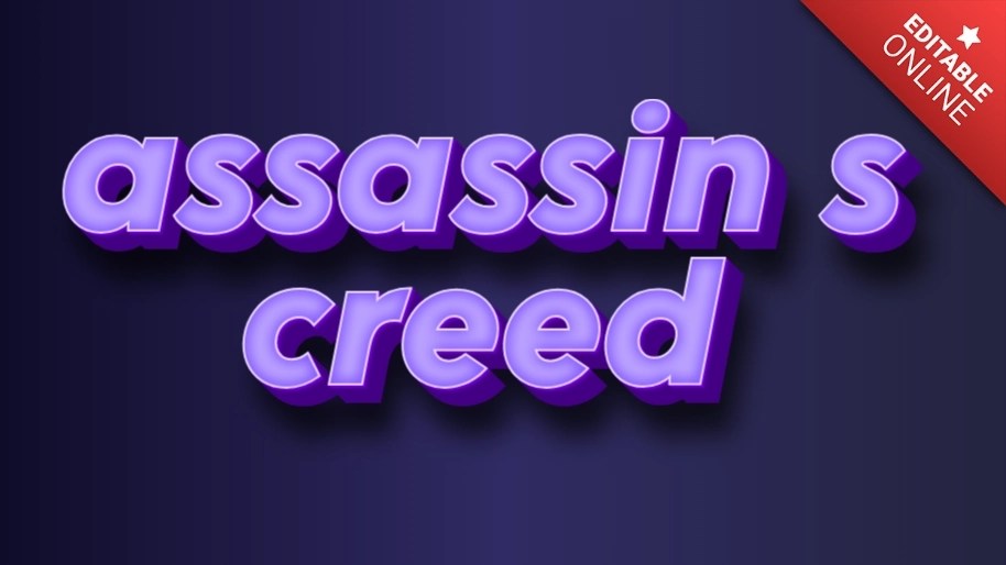 Assassin's Creed Purple Neon 3D Text Effect Generator