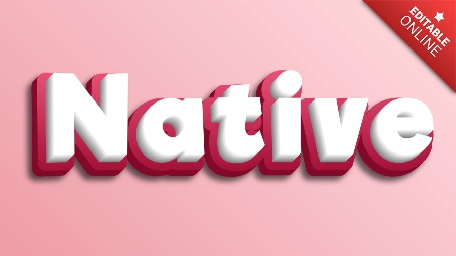 Native White Pink 3D Text Effect Generator