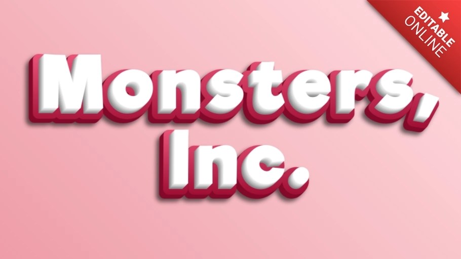 Monsters, Inc. 3D Rosa Blanco Generador de Efectos de Texto