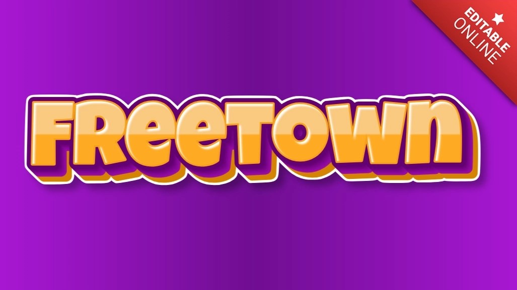 Freetown Orange Purple 3D Text Effect Generator