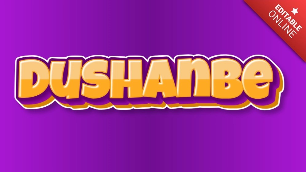 Dushanbe Orange Purple 3D Text Effect Generator