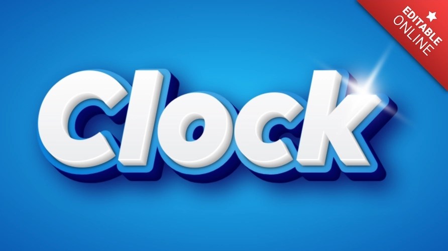 Clock Clean 3D Text Effect Generator