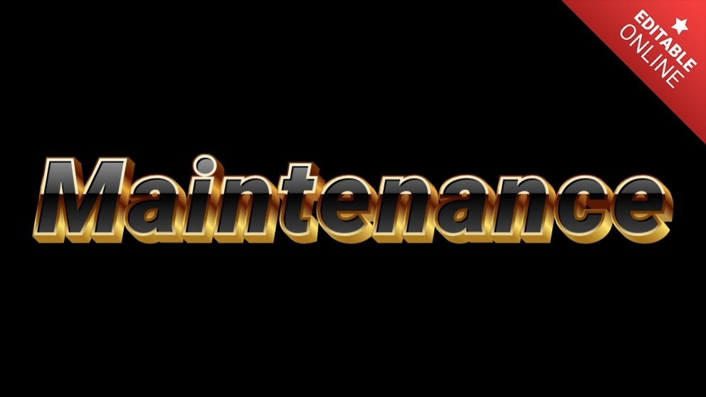 Maintenance Black Gold 3D Text Effect Generator
