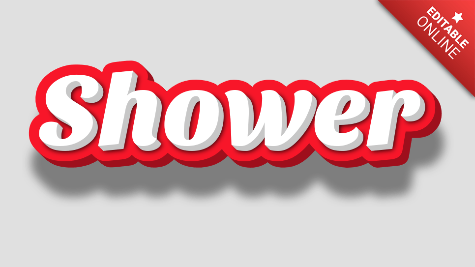 Shower Red White 3D Text Effect Generator