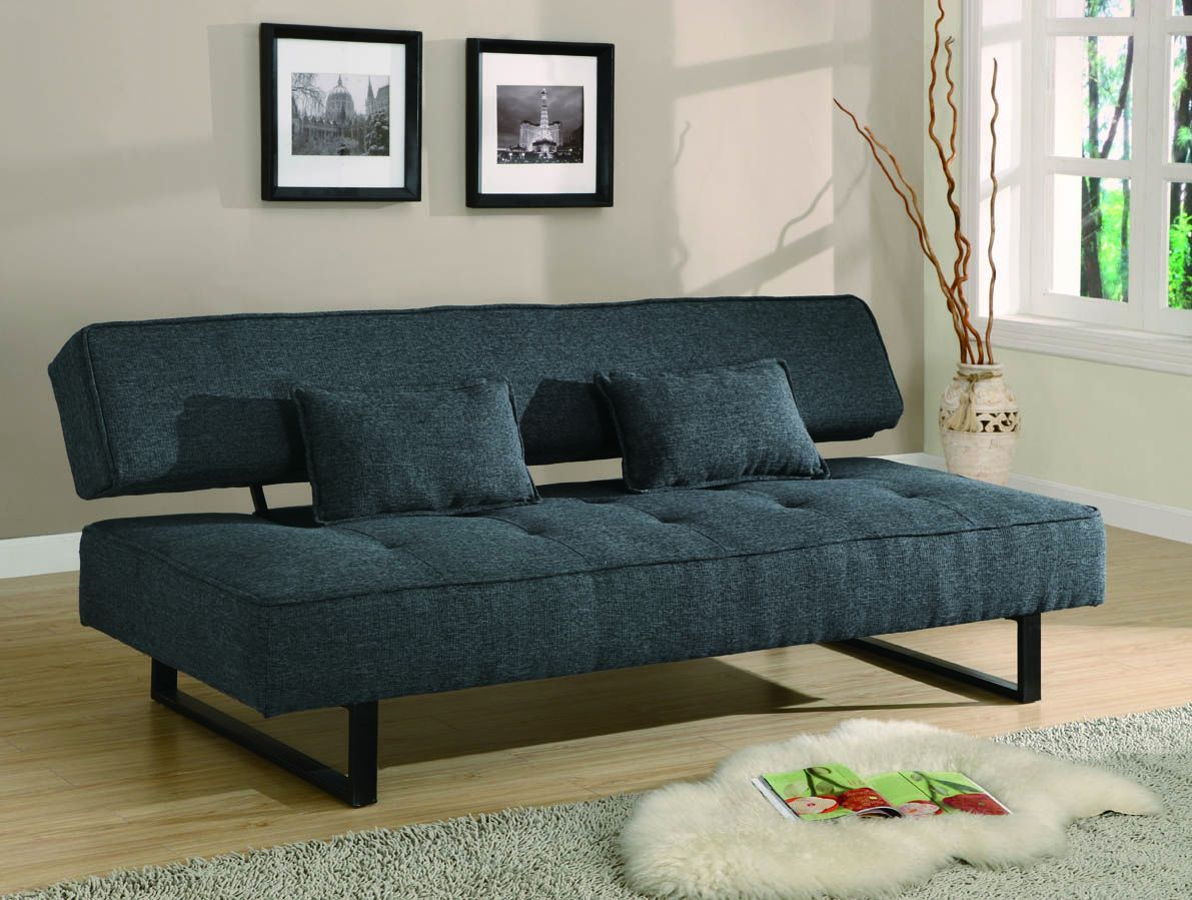 Contemporary Dark Grey Metal Fabric Armless Sofa Bed The Classy Home