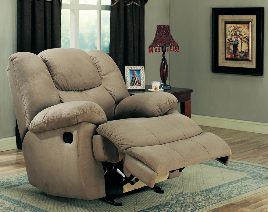 Beige Padded Microfiber Rocker Recliner The Classy Home