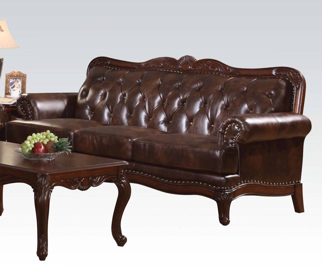 Birmingham Dark Brown Grain Leather Wood Sofa The Classy Home