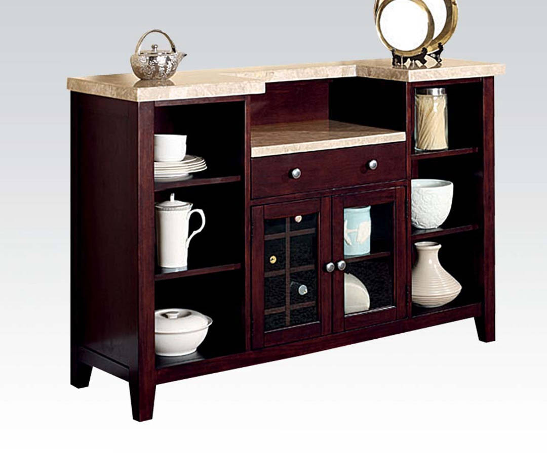 Britney Casual White Walnut Marble Wood Marble Top Server The Classy Home