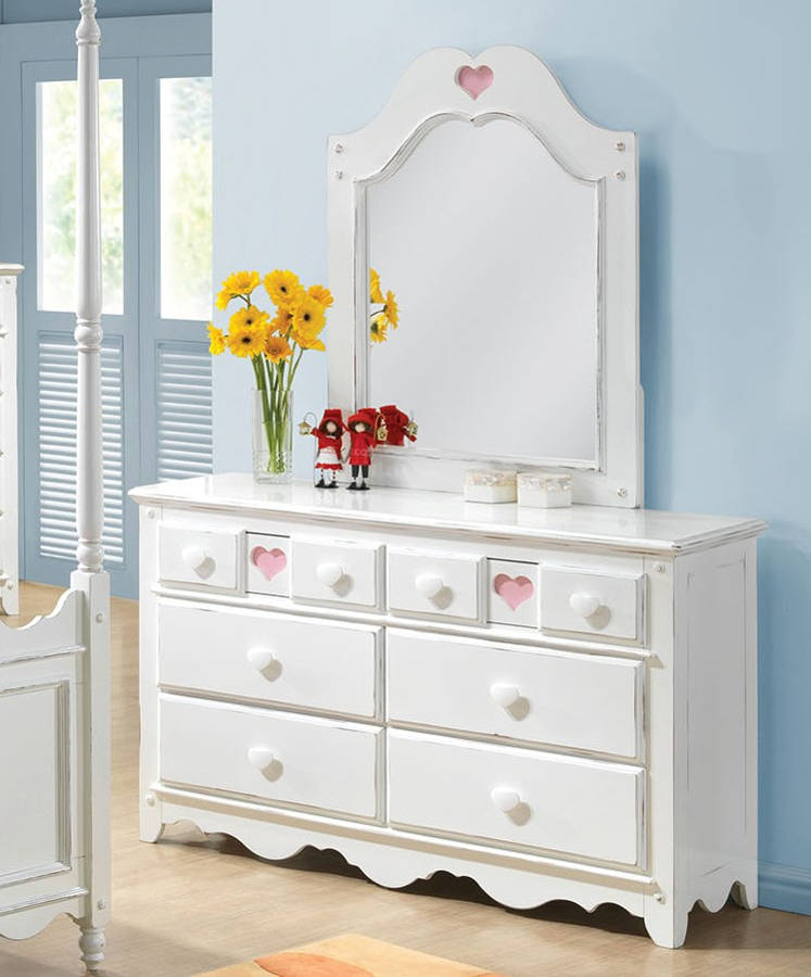 Acme Furniture Sweetheart White Dresser and Mirror The Classy Home