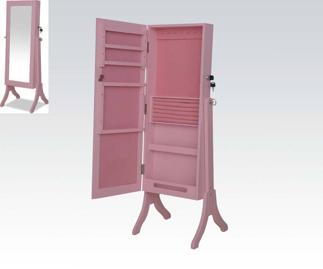 Jada Pink Wood Glass Jewelry Armoire The Classy Home