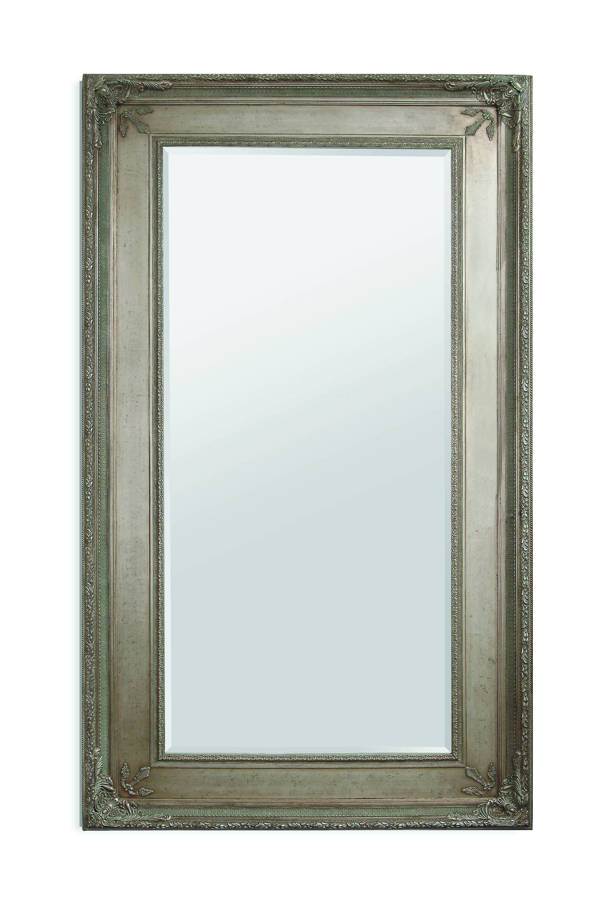 Bassett Mirror Prazzo Old World Antique Silver Wood Leaner Mirror The