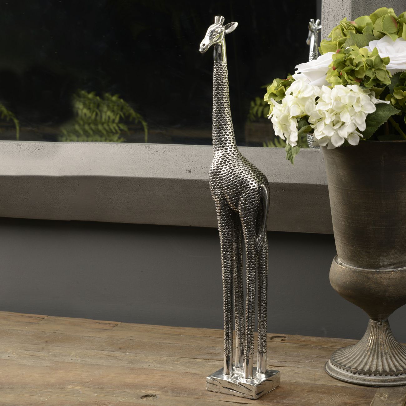 Silver Giraffe Sculpture, Large
