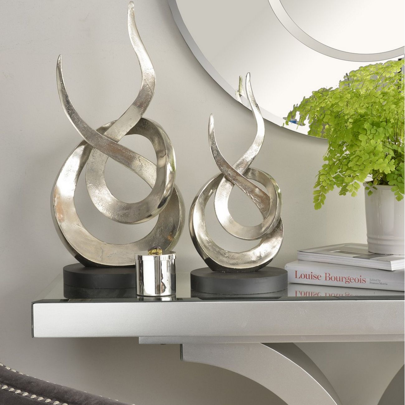 Entwined Flame Silver Sculpture (Large)