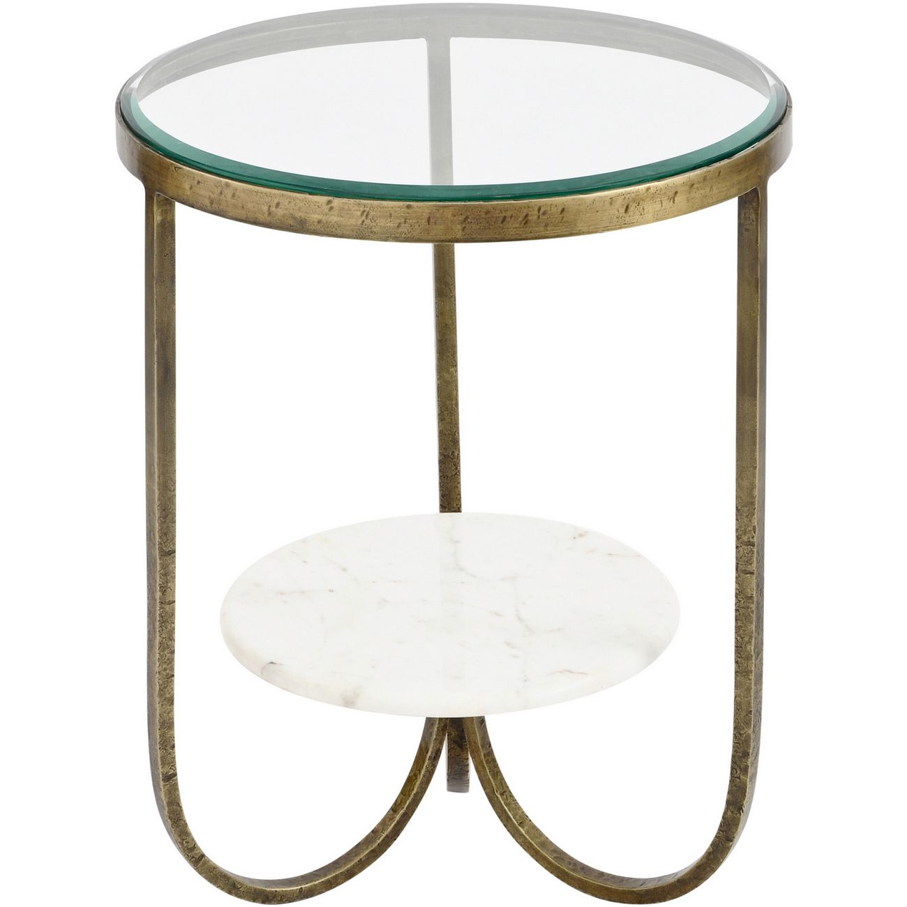 Nolita White Marble And Antique Gold Iron Side Table Libra Interiors