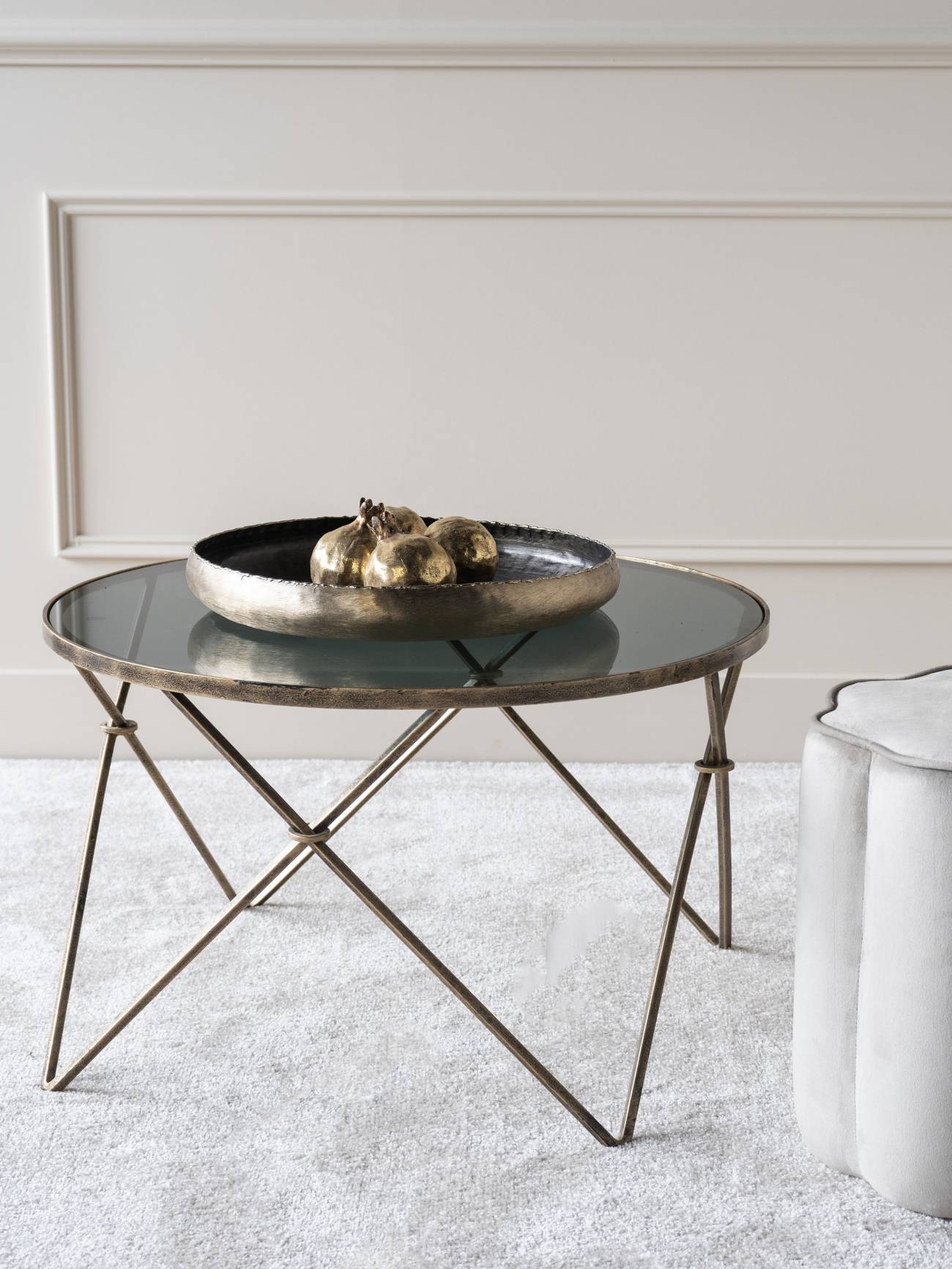 Sassari Antique Gold and Smoked Glass Coffee Table