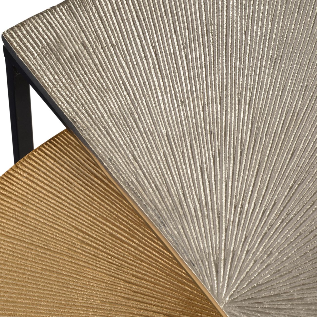 Starburst Gold and Silver Semi Circle Side Tables (Set of Two)