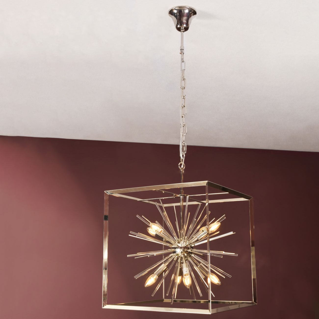 Large Silver Starburst Chandelier E14 40W 8 The Libra Company