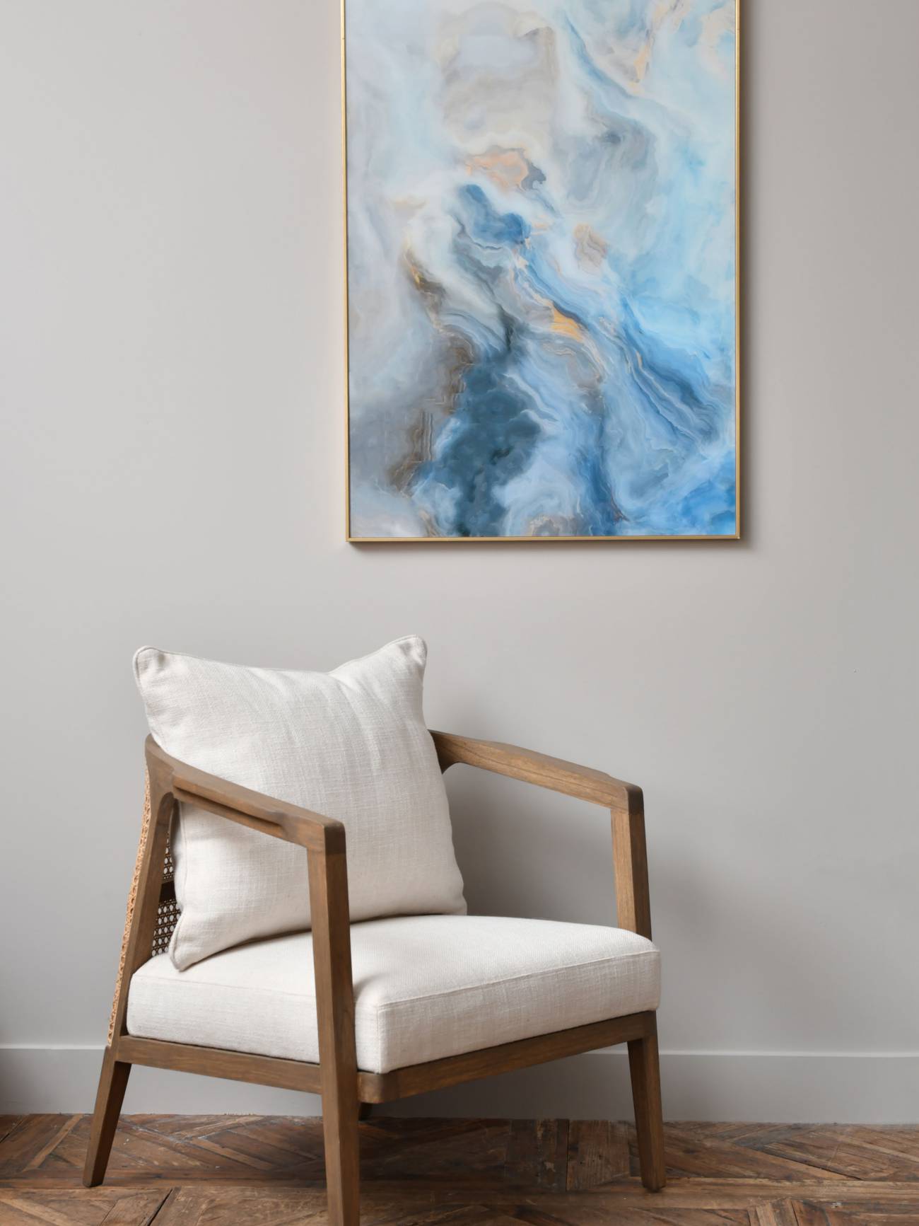 Blue And Gold Marble Effect Glass Wall Art 70x100cm The Libra Company