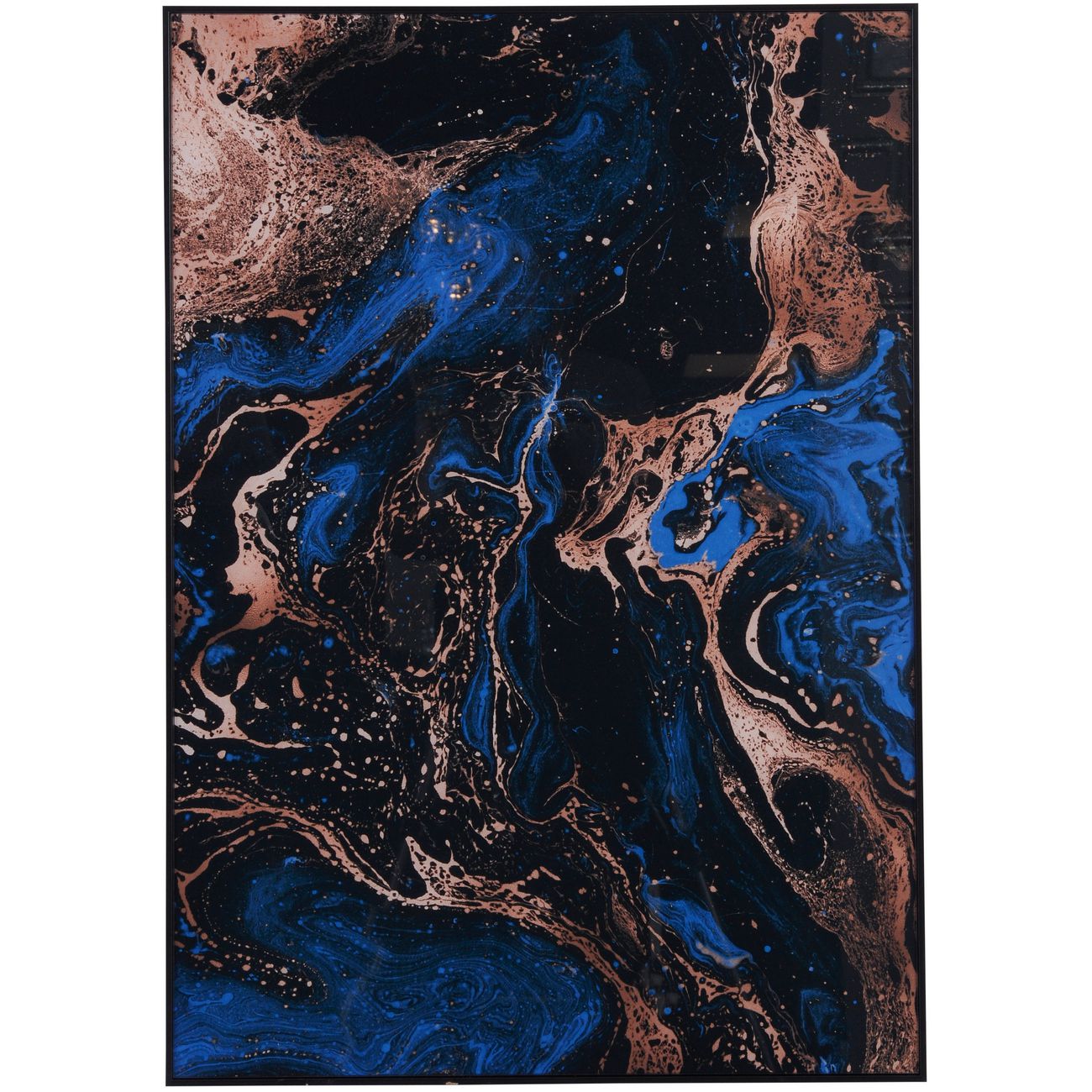 Blue, Black And Gold Marble Effect Glass Wall Art 70x100cm The Libra