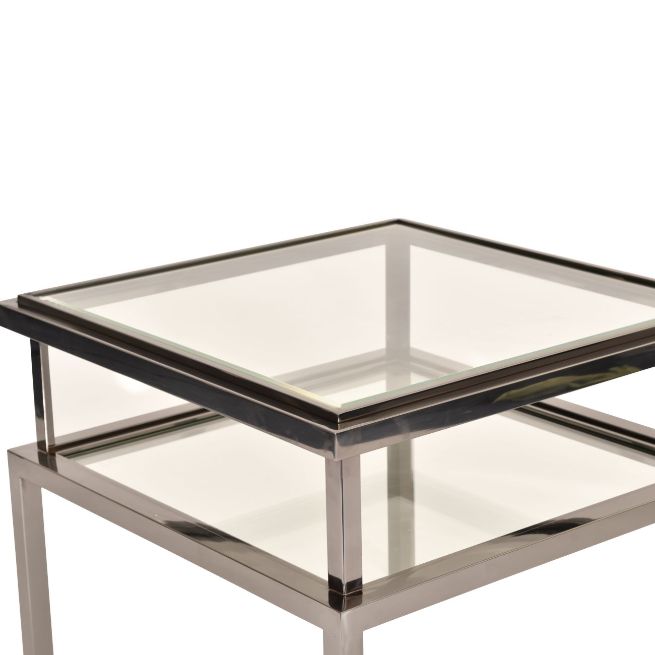 Belgravia Stainless Steel and Glass Square Side Table 65x65x55cm Libra Interiors
