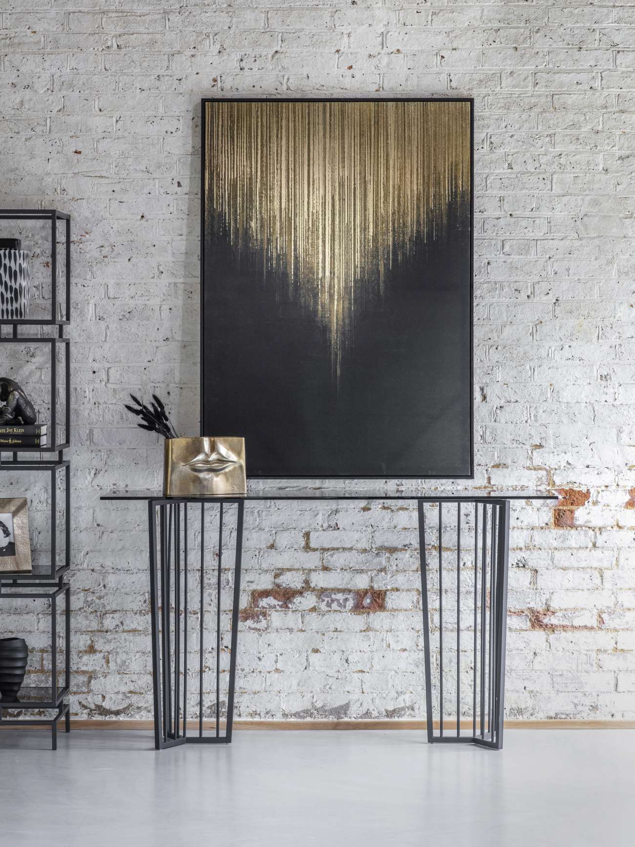 Abington Black Frame and Tinted Glass Console Table Libra Interiors