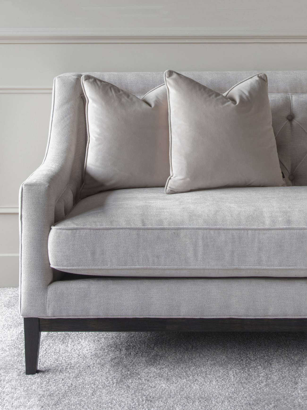 Theodore Buttoned Sofa in Ivory Fabric 200cm The Libra Company